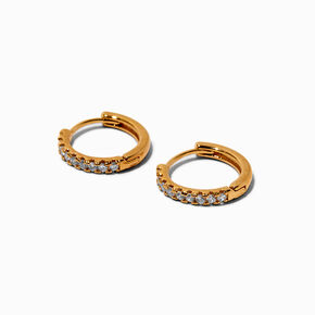 C LUXE by Claire&#39;s 18kt Gold Plated Cubic Zirconia 10mm Clicker Hoop Earrings,