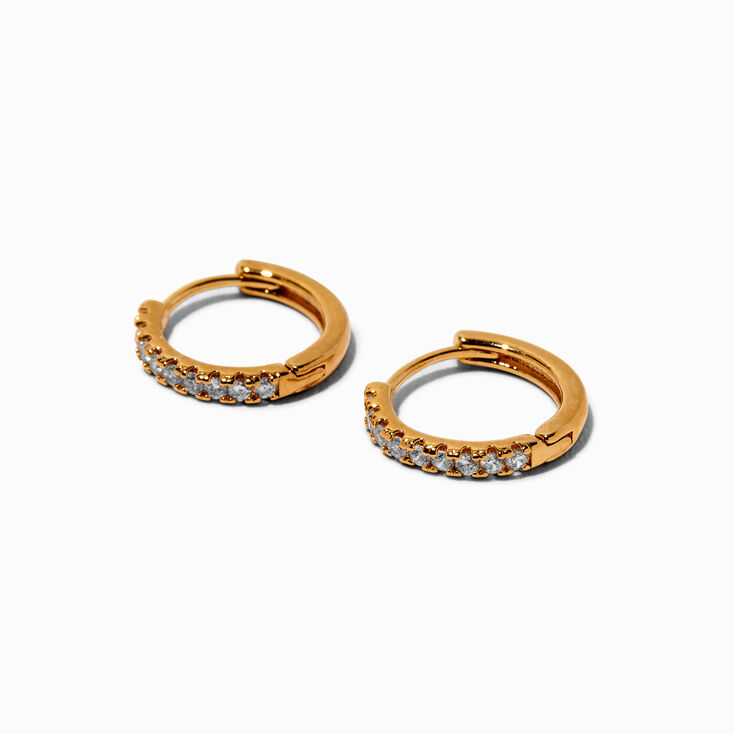 C LUXE by Claire&#39;s 18kt Gold Plated Cubic Zirconia 10mm Clicker Hoop Earrings,