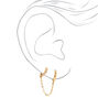 Gold 1&quot; Lighning Bolt Chain Drop Earrings,