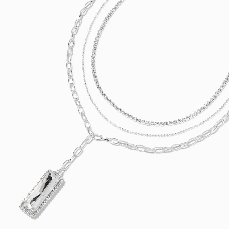 Framed Rhinestone Y-Neck Multi-Strand Statement Necklace,