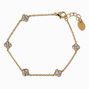 Gold-tone Cubic Zirconia Clover Chain Bracelet,