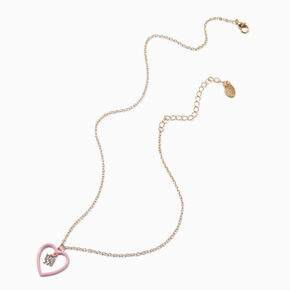 Pink Heart Initial Pendant Necklace - M,