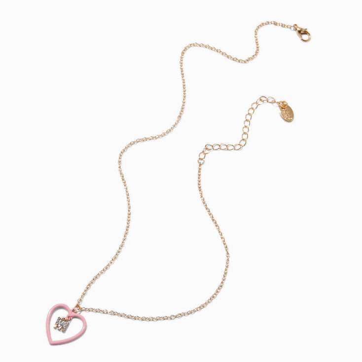 Pink Heart Initial Pendant Necklace - M,
