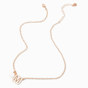 White Bubble Initial Heart Pendant Necklace - M,