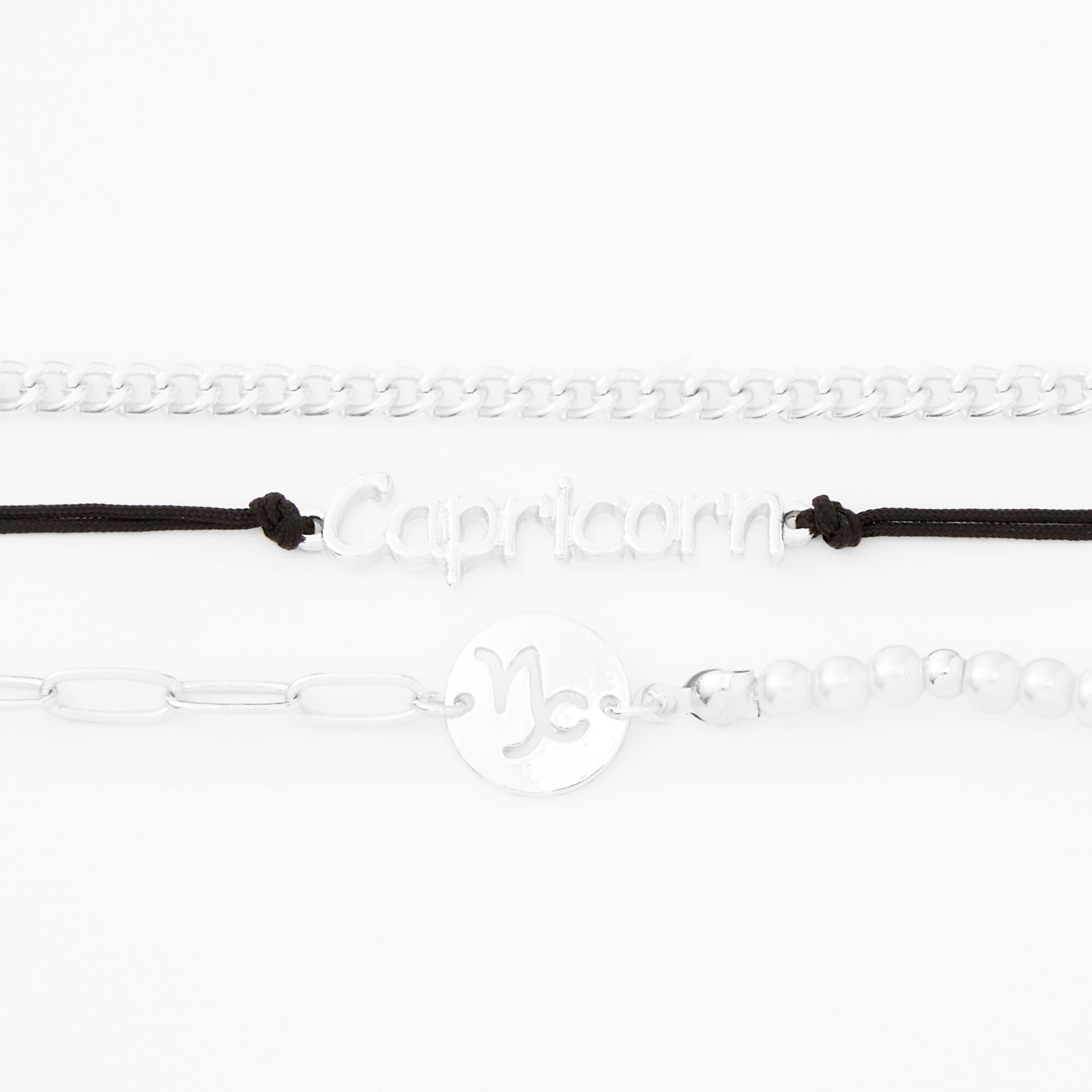 Lot de bracelets zodiaque couleur argentée - Lot de 3, Capricorne,
