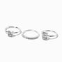 Silver-tone Crystal Geometric Rings Stack - 3 Pack,