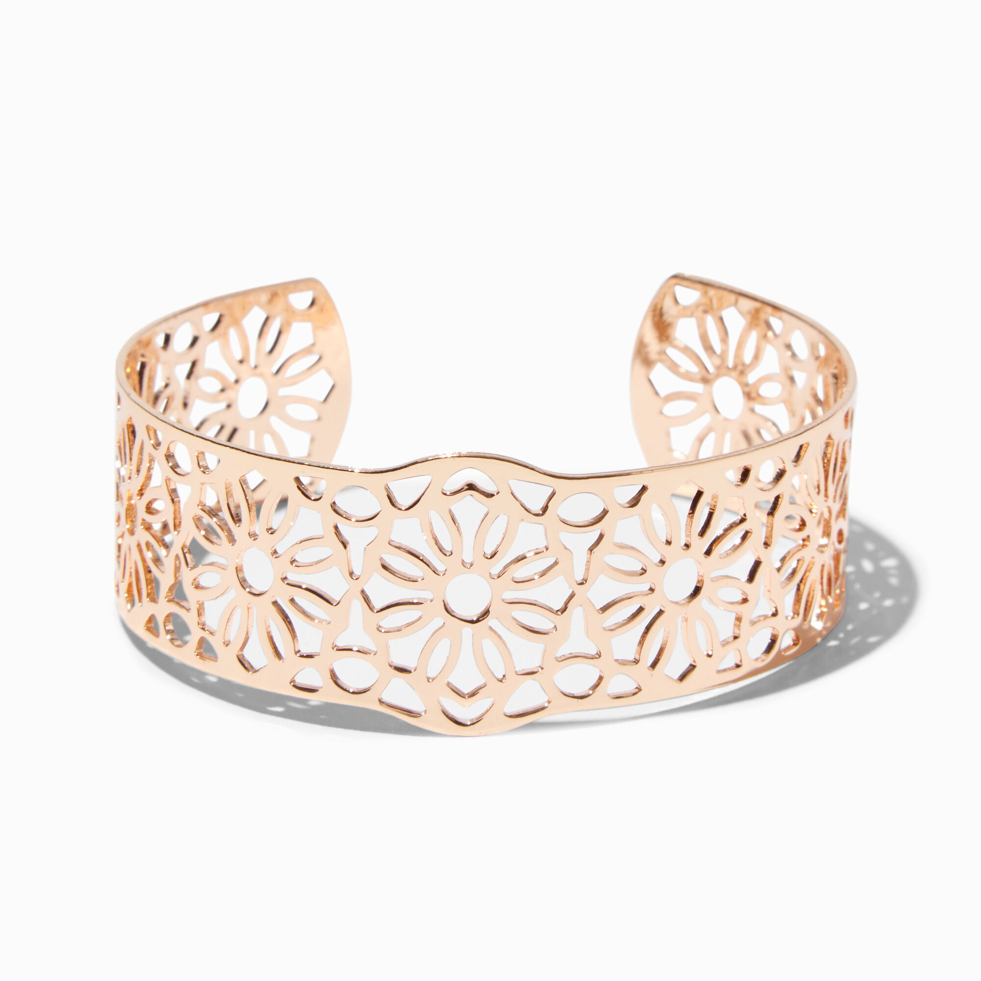 View Claires Tone Cut Out Flower Cuff Bracelet Gold information