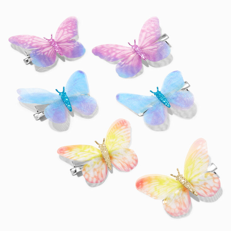 MeganPlays&trade; Claire&#39;s Exclusive Rainbow Butterfly Hair Clips - 6 Pack,