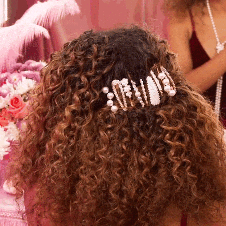 Pearl Embellished Hair Clips Prom Look,