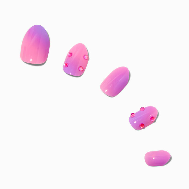 Pink &amp; Purple Gemstone Stiletto Press On Vegan Faux Nail Set - 24 Pack,