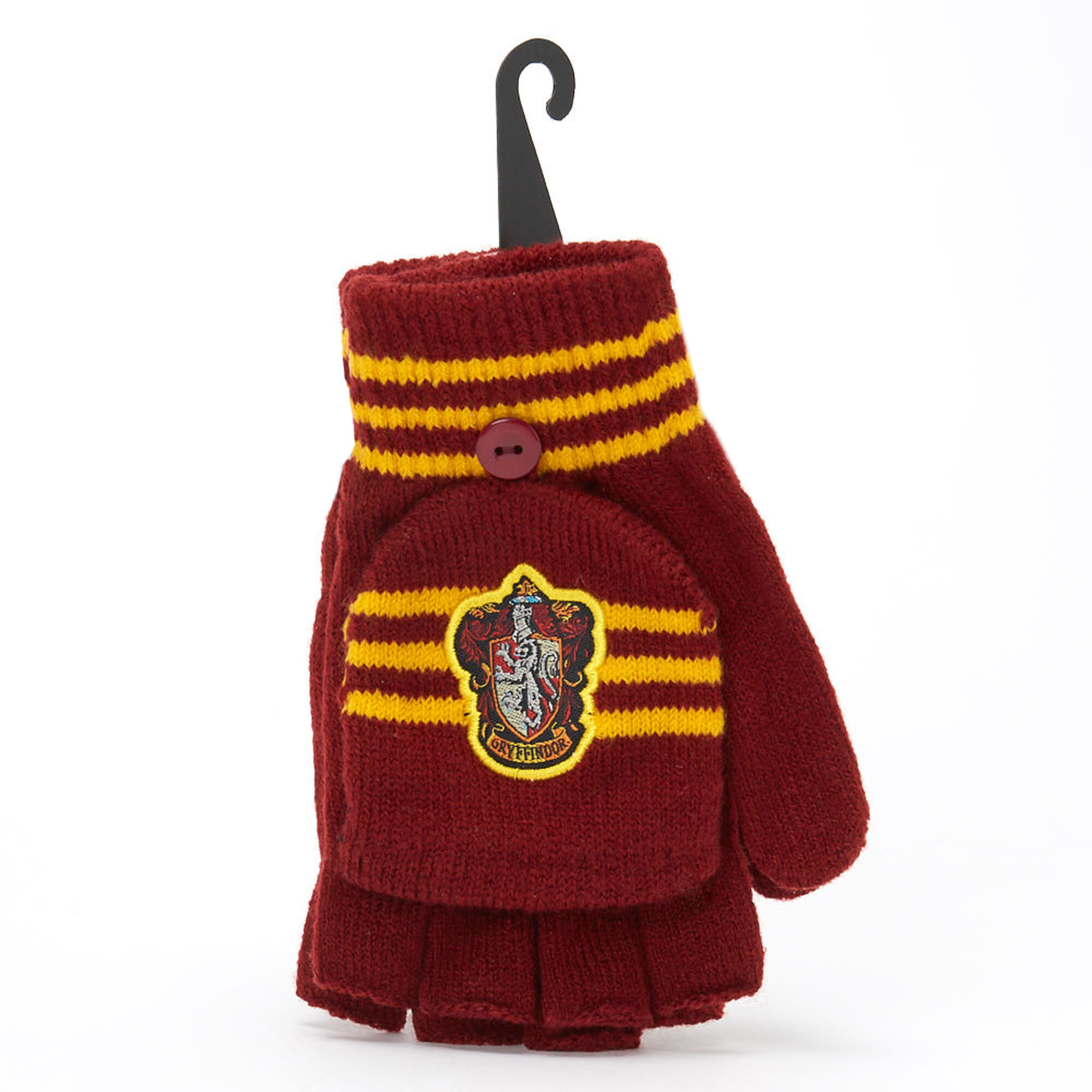 View Claires Harry Potter Gryffindor Fingerless Gloves With Mitten Flap Burgundy information