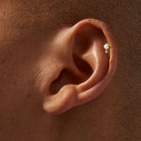 Gold-tone Titanium Opal 18G Stud Flat Back Cartilage Earrings - 3 Pack,