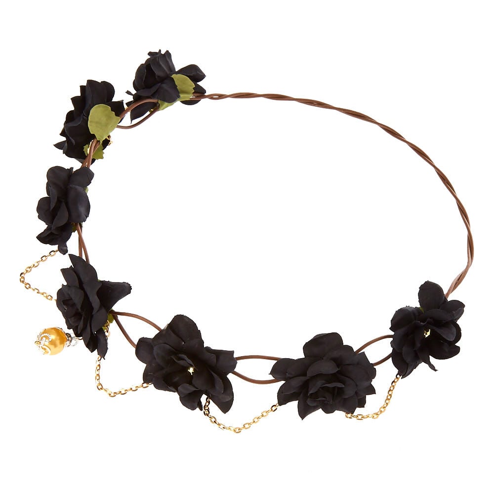 Black floral headband cheap