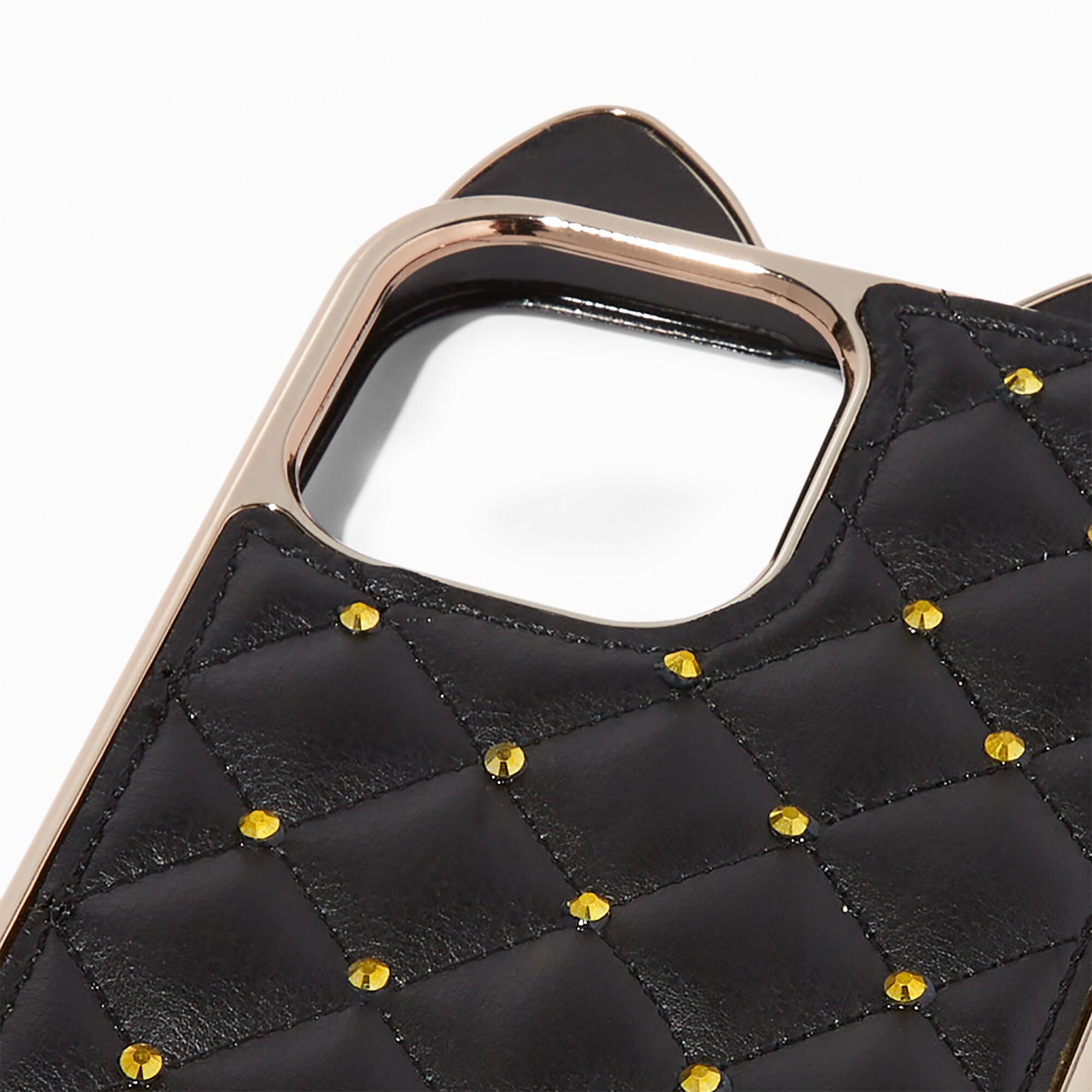 Black Cat Quilted Phone Case with Lanyard - Fits iPhone® 13 Pro Max,