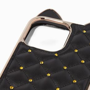 Black Cat Quilted Phone Case with Lanyard - Fits iPhone&reg; 13 Pro Max,