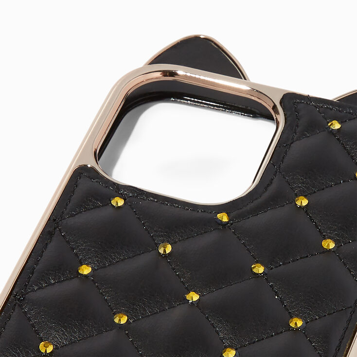 Black Cat Quilted Phone Case with Lanyard - Fits iPhone&reg; 13 Pro Max,
