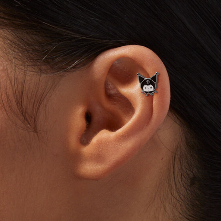Boucle d&#39;oreille de cartilage 1,2&nbsp;mm en acier inoxydable visage de Kuromi&trade;,