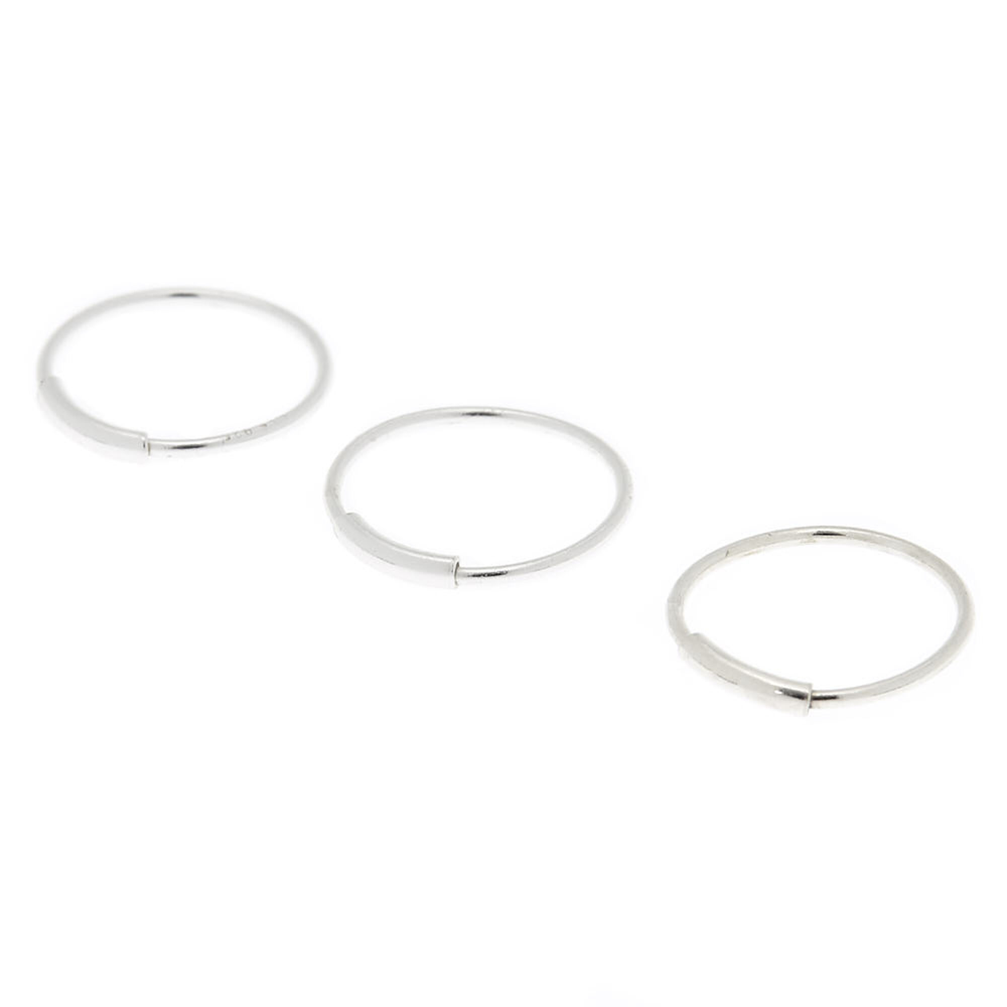 View Claires 22G Bar Hoop Nose Rings 3 Pack Silver information