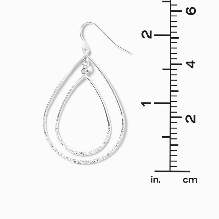 Pendantes double goutte 4&nbsp;cm couleur argent&eacute;e,