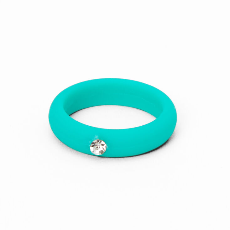 Silicone Crystal Ring - Teal,