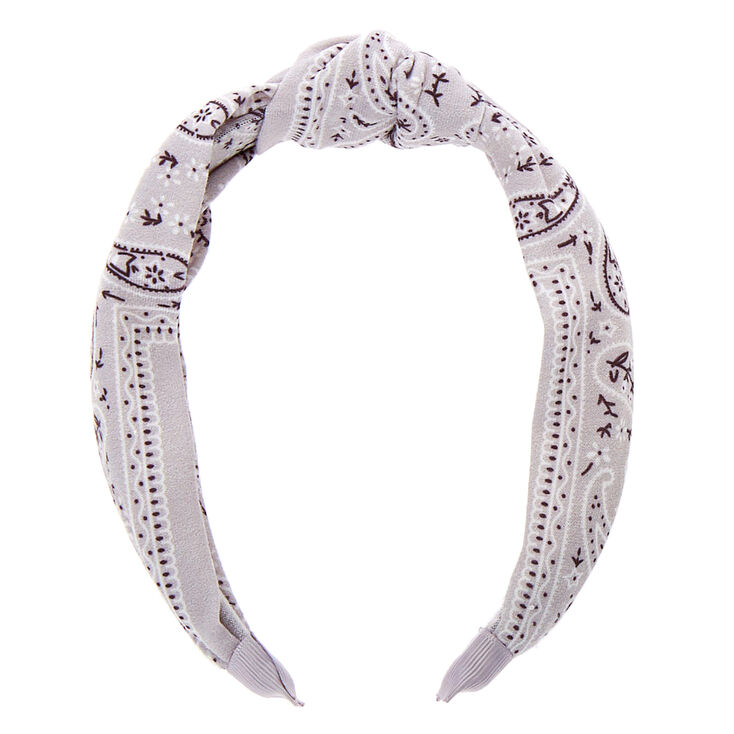 Bandana Knotted Headband - Light Grey,