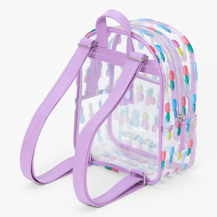 Pineapple Print Purple Trim Clear Small Backpack,