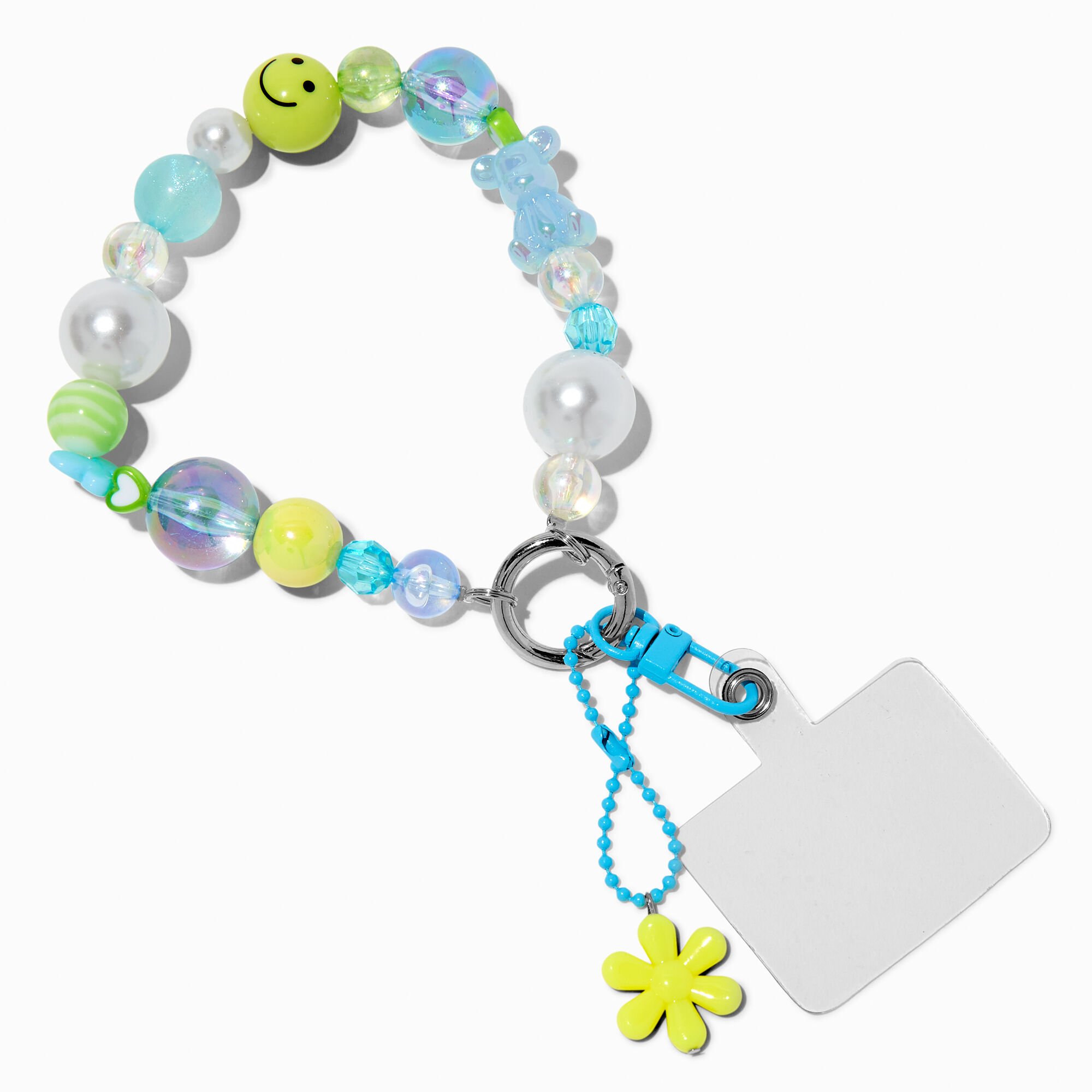 Blue Beaded Phone Wristlet Strap,