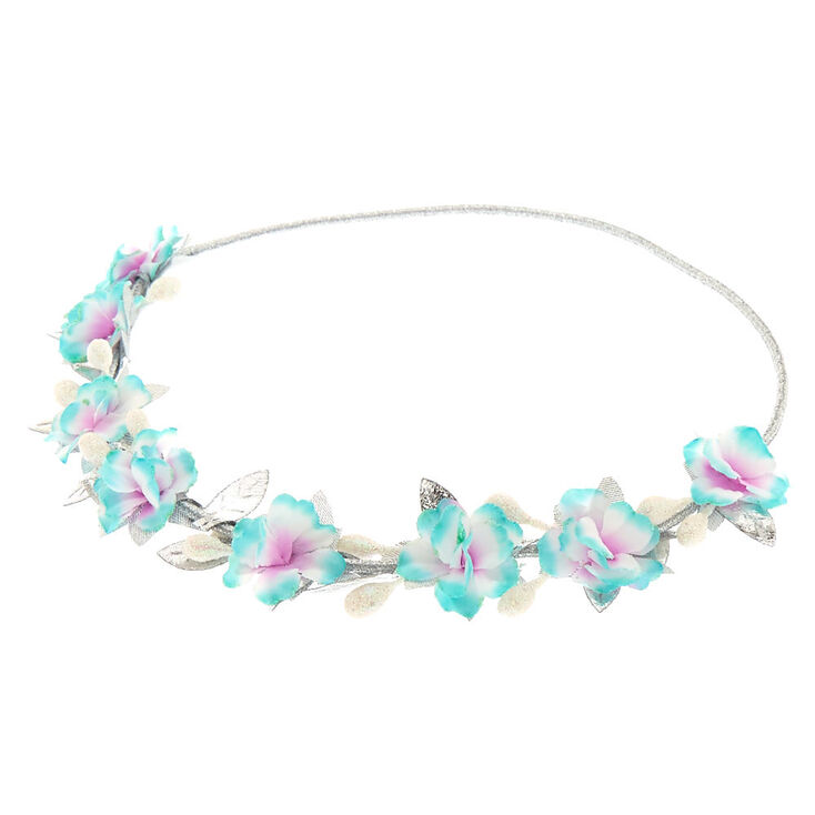 Mint &amp; Silver Flower Crown Headwrap,