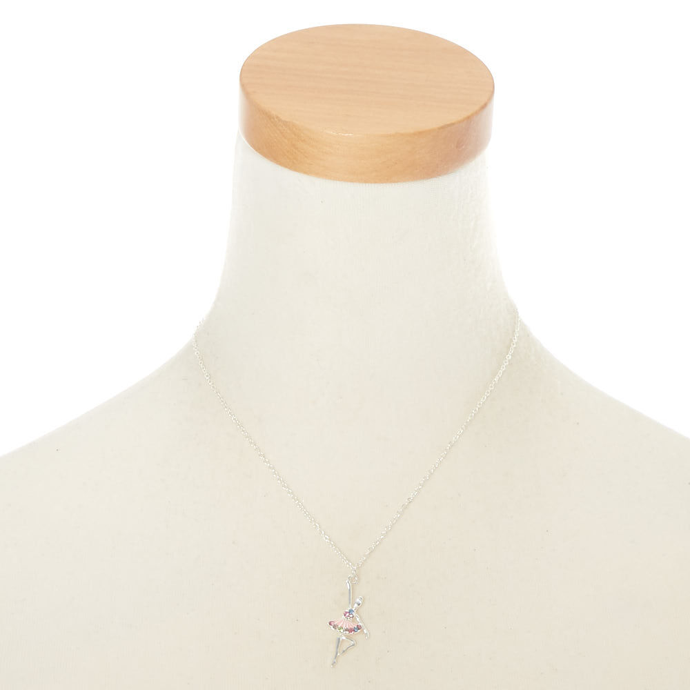 Dancing Ballerina Pendant Necklace - Pink,