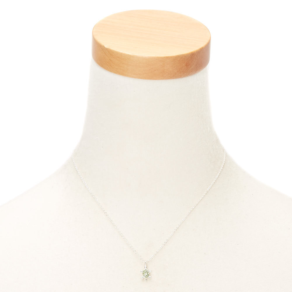 Mini Turtle Pendant Necklace - Green,
