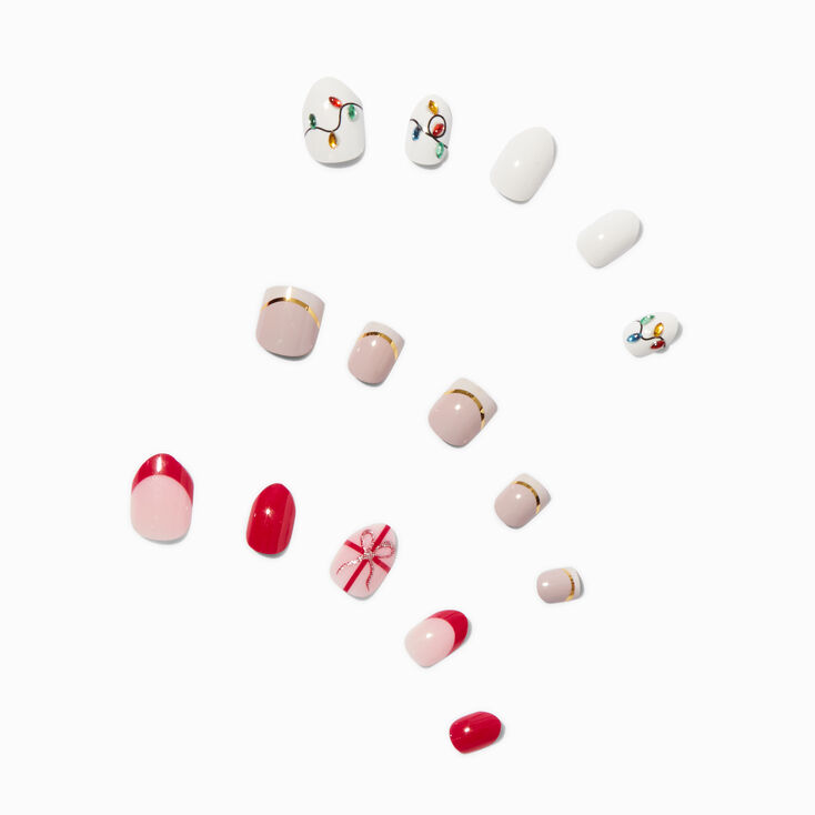 Holiday Mixed Press On Vegan Faux Nail Set - 3 Pack,