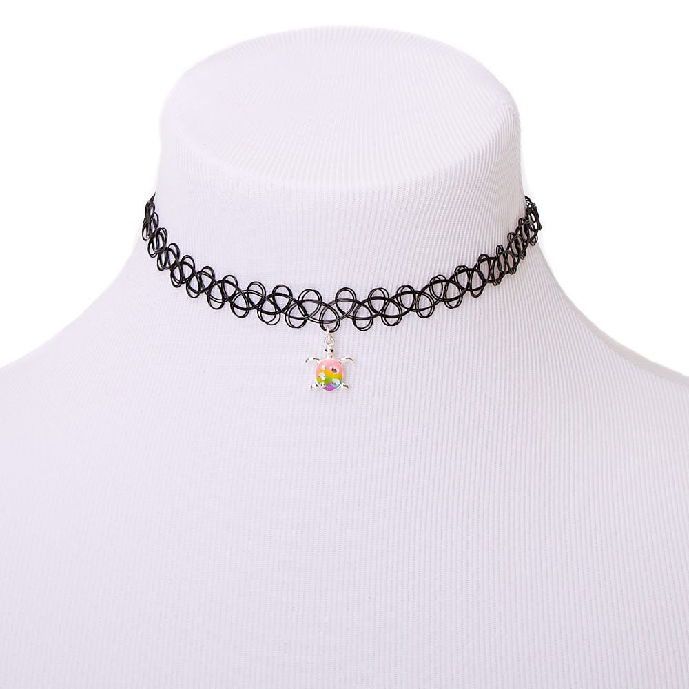 Rainbow Turtle Tattoo Choker Necklace