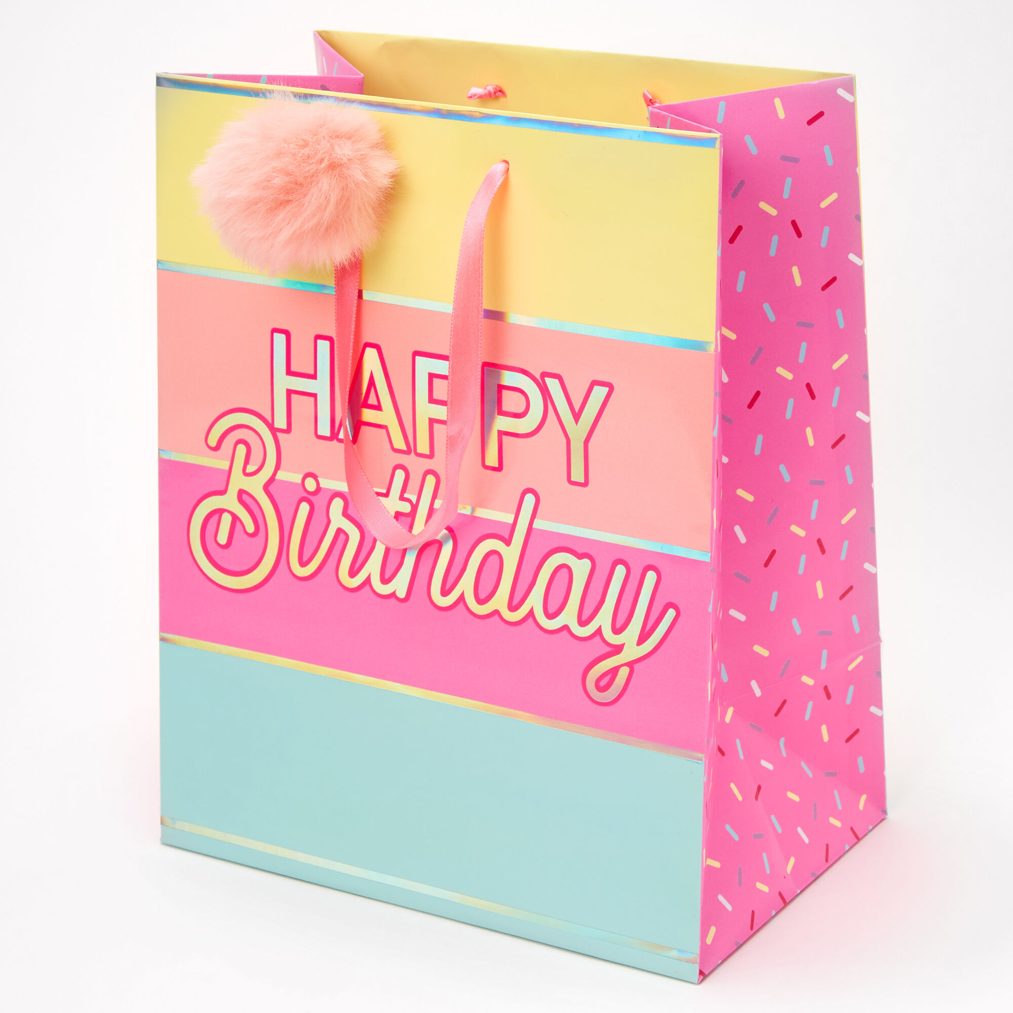 View Claires Medium Happy Birthday Gift Bag Pink information