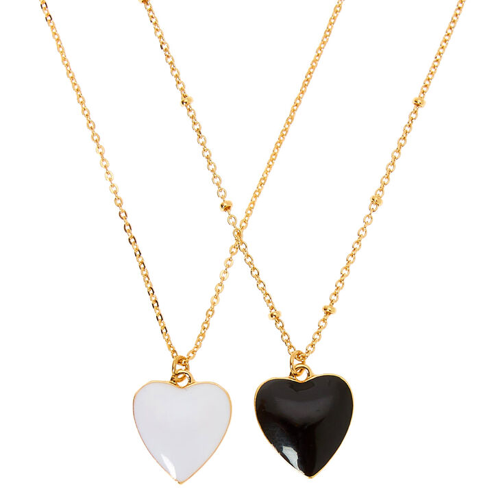 Claire's Colliers à pendentif cœur en email couleur doré - Lot de 2