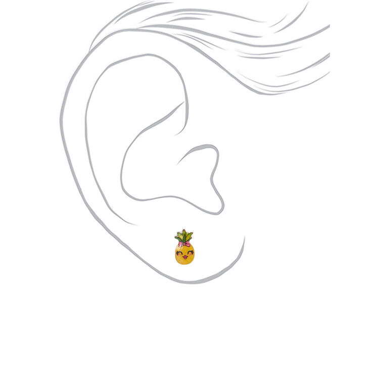Pineapple Stud Earrings - Yellow,