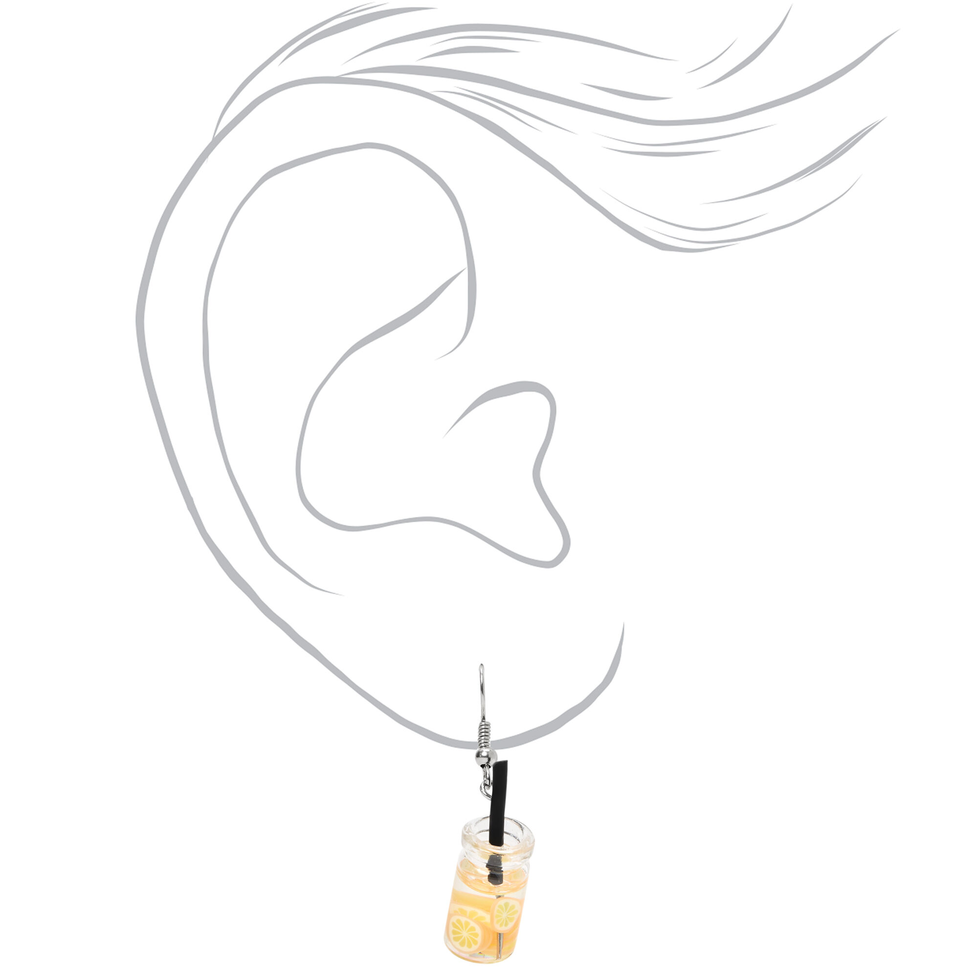 Silver 1" Lemon Water Drop Earrings,