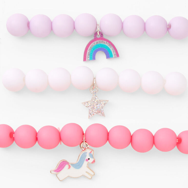 Claire's Club Rose Tassel Stretch Bracelets - Pink, 4 Pack