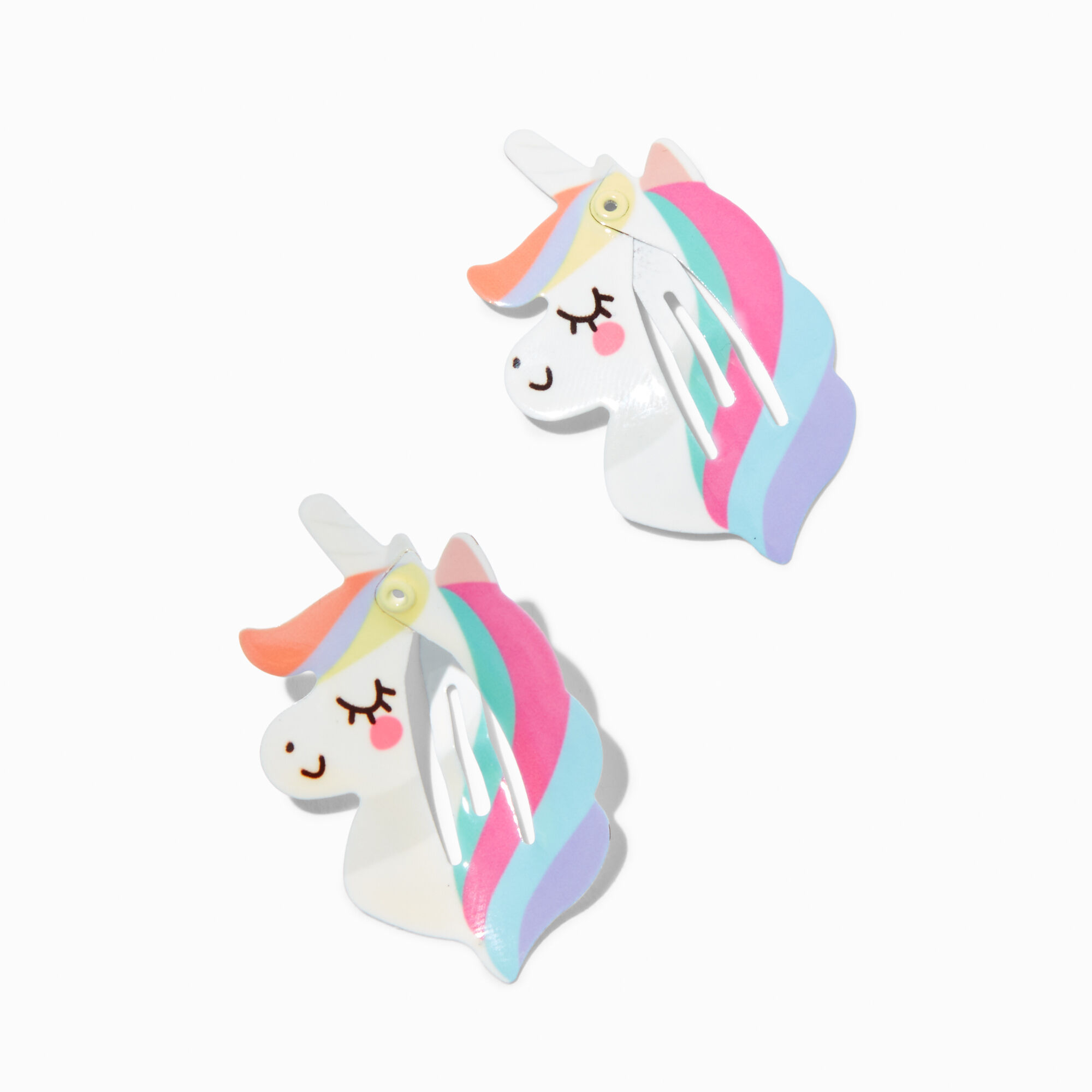View Claires Club Unicorn Snap Hair Clips 2 Pack Rainbow information