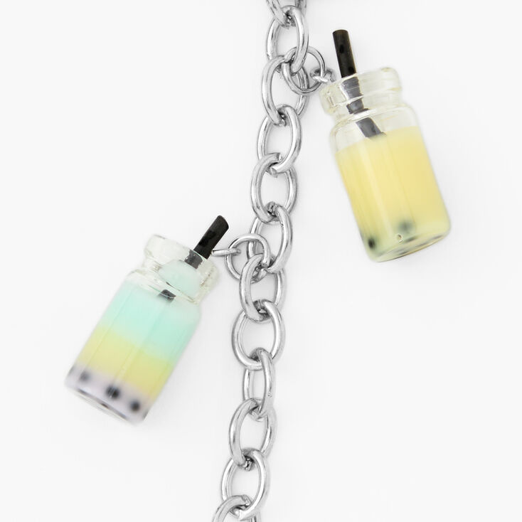 Bubble Tea Silver Keychain,