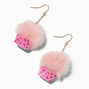 Pink Cupcake Pom Pom 2&quot; Drop Earrings,