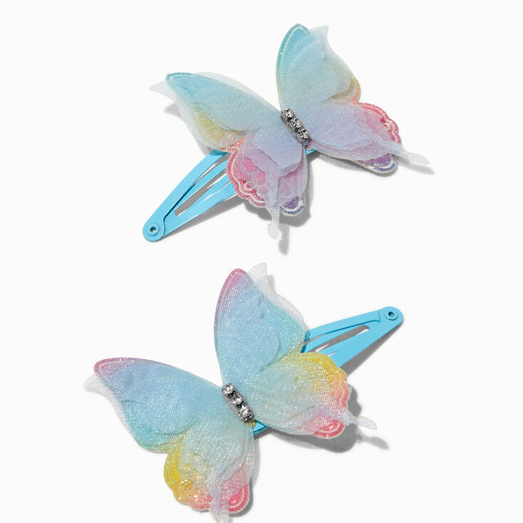 Claire&#39;s Club Blue Butterfly Snap Hair Clips - 2 Pack,