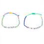 Neon Rainbow Sister Adjustable Braided Bracelets - 2 Pack,