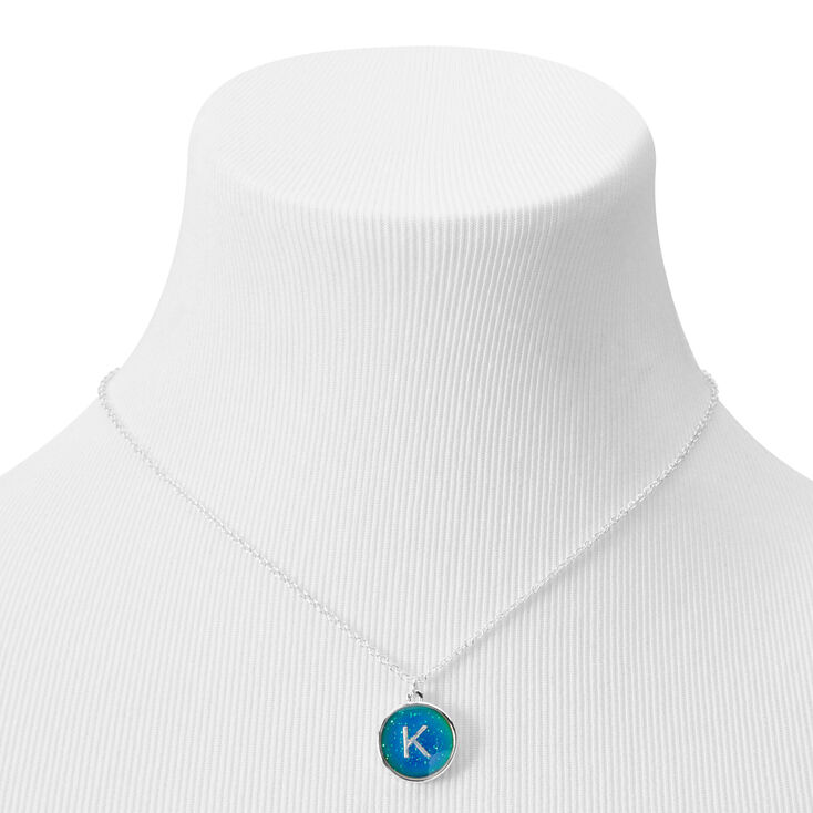 Silver Initial Mood Pendant Necklace - K,