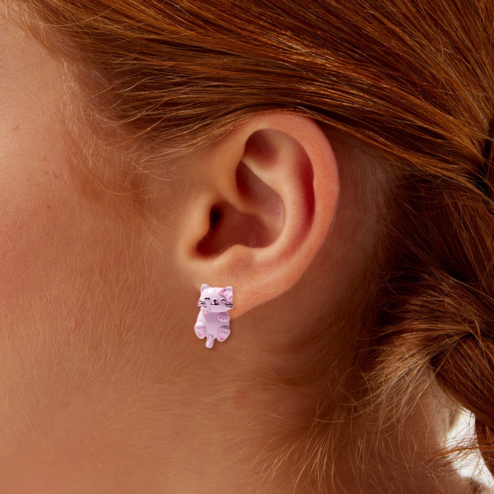 Pink Kitty Front Back Earrings Claire s US