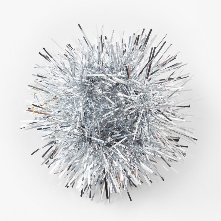 Medium Tinsel Hair Scrunchie - Silver,