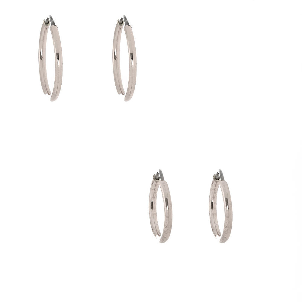 Silver Earrings, 3 Pack + Free Ear Cuff,