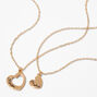 Mother &amp; Daughter Gold Heart Cut Out Pendant Necklaces - 2 Pack,