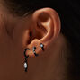Boucles d&rsquo;oreilles superposables goutte pendante strass noires - Lot de 3,