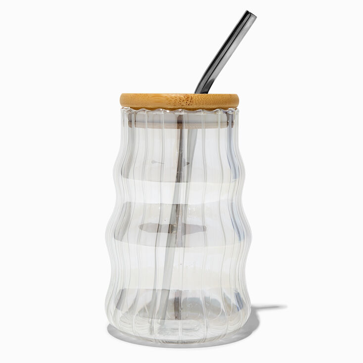 Gobelet en verre holographique ondul&eacute;,