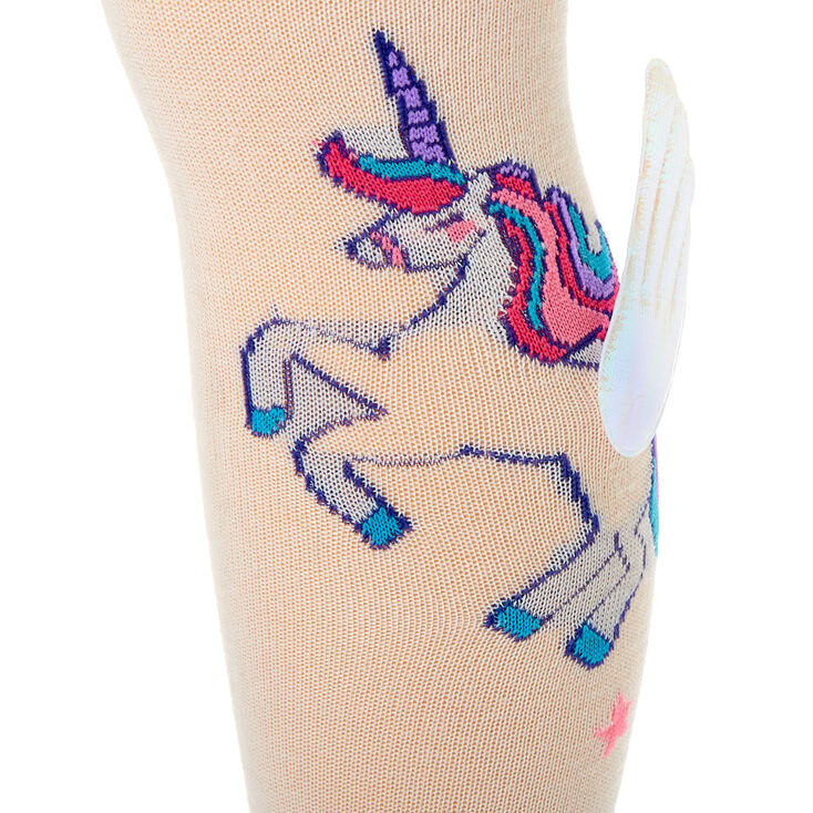 3D Unicorn Wings Knee High Socks - White,